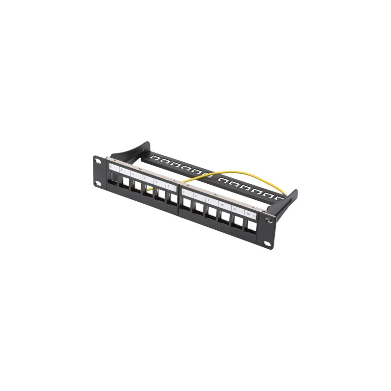 Digitus DN-91420, Patchpanel(schwarz, Rackmount (1 HE), 12-Port)