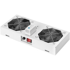 Digitus Dachlüftereinheit für Wandmontage Schränke, Lüfterbaustein(grau, 2 Lüfter)