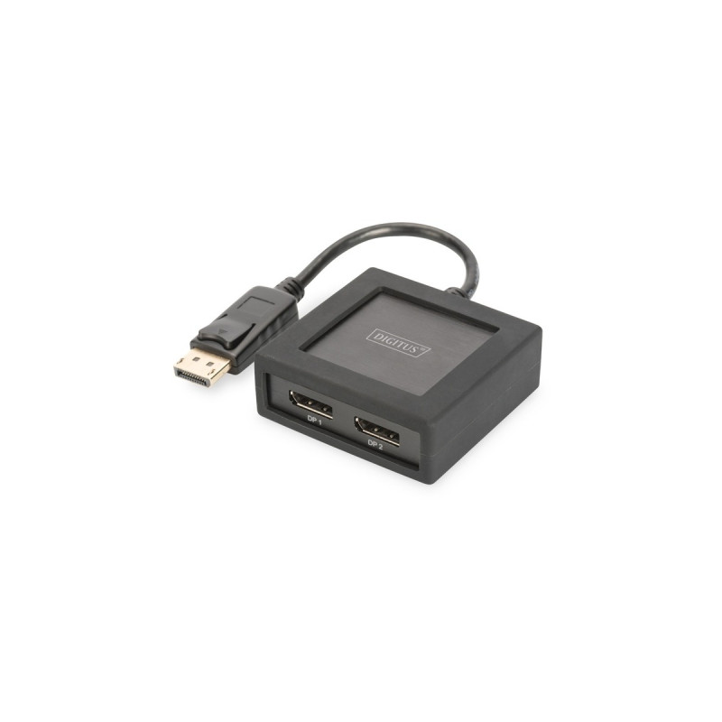 Digitus DisplayPort Splitter 4K 1x2, Splitter & Switches(schwarz, 10 cm)