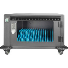 Digitus Mobiler Ladeschrank, 16 Ladestationen, für Tablets bis 14"(schwarz, inkl. USB, Lüfter)