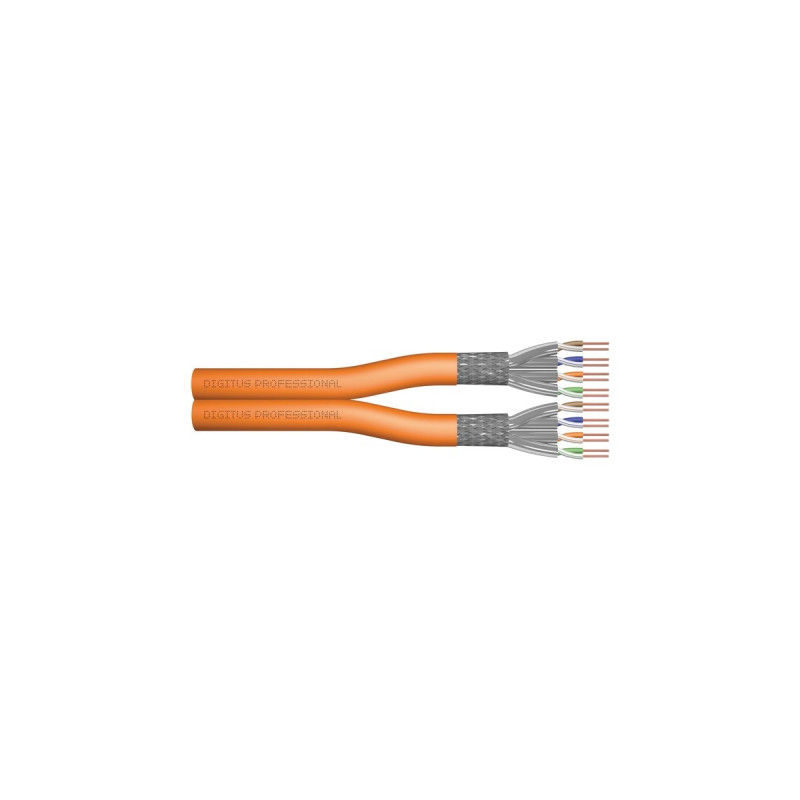 Digitus Professional Cat7 S/FTP Verlegekabel duplex, Dca(orange, 500 Meter Trommel)
