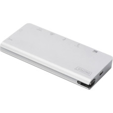 Digitus USB Type-C Multiport Travel Dock, Dockingstation(silber, HDMI, VGA, USB-A, LAN)