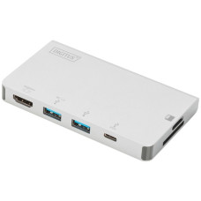 Digitus USB Type-C Multiport Travel Dock, Dockingstation(silber, HDMI, USB-A)