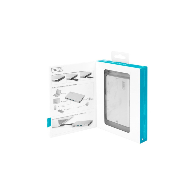 Digitus USB Type-C Multiport Travel Dock, Dockingstation(silber, HDMI, USB-A)