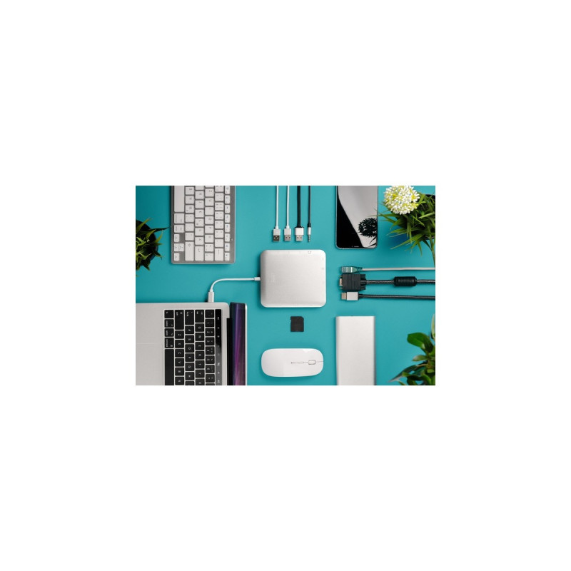 Digitus Universal Docking Station, Dockingstation(silber, USB-C, HDMI, VGA, Gigabit LAN)