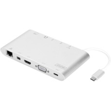 Digitus Universal Docking Station, Dockingstation(silber, USB-C, HDMI, VGA, Gigabit LAN)