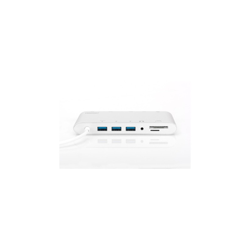 Digitus Universal Docking Station, Dockingstation(silber, USB-C, HDMI, VGA, Gigabit LAN)