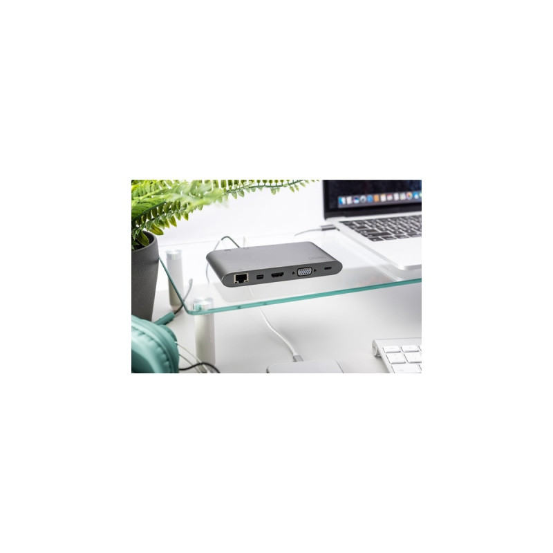 Digitus Universal Docking Station, Dockingstation(grau, USB-C, HDMI, Power Delivery)