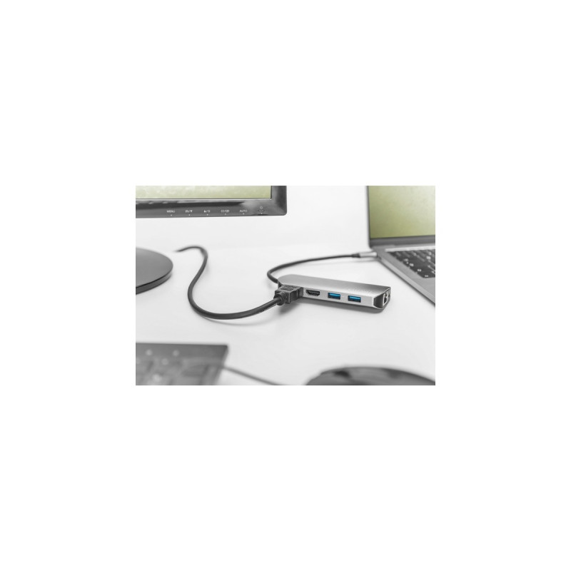 Digitus Universal Docking Station, Dockingstation(silber, USB-C, HDMI)