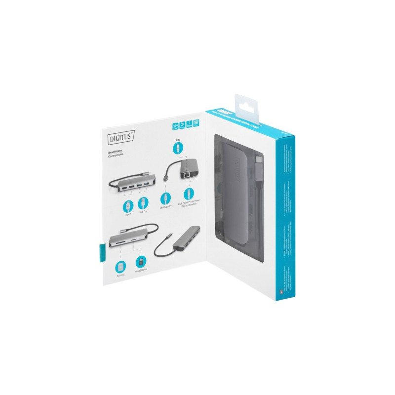 Digitus Universal Docking Station, Dockingstation(silber, USB-C, HDMI)