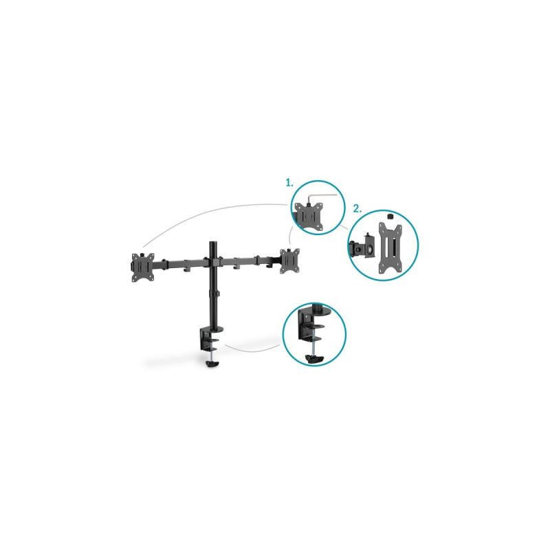 Digitus Universal Dual Monitorhalter, Monitorhalterung(schwarz)