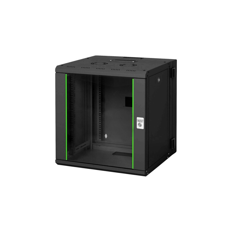 Digitus Wandgehäuse Unique Serie - zweiteilig, schwenkbar, IT-Schrank(schwarz, 12 Höheneinheiten)