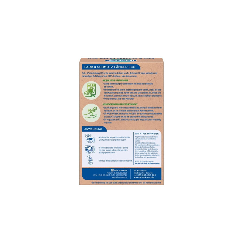 Dr.Beckmann Farb- und Schmutzfänger ECO, 22 Tücher, Waschmittel