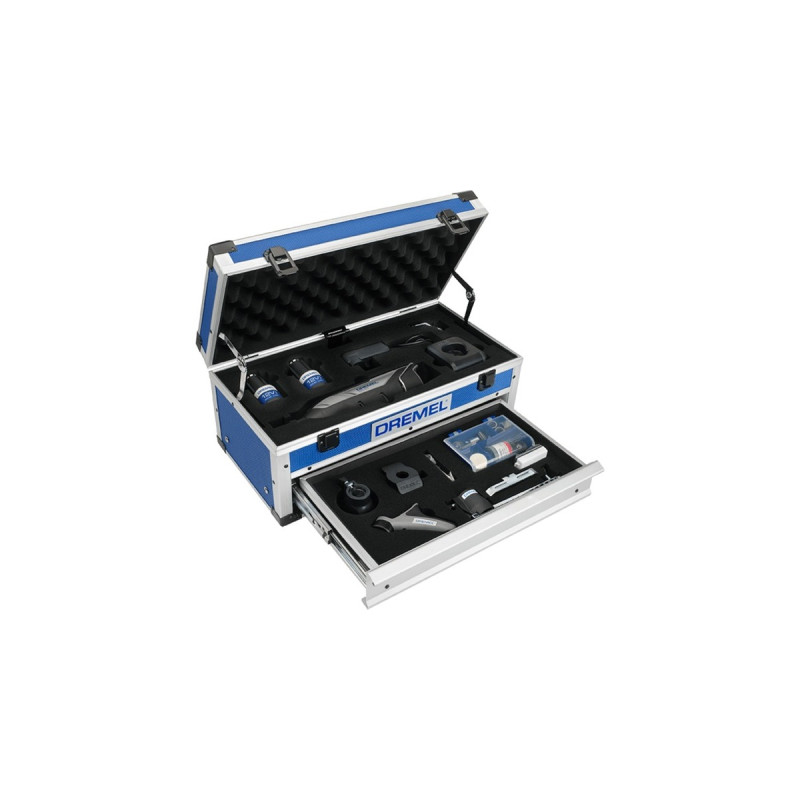 Dremel Akku-Multifunktions-Werkzeug 8240-5/65, 12Volt(schwarz/grau, Li-Ion-Akku 2Ah, 65-teiliges Zubehör, Alu-Koffer)