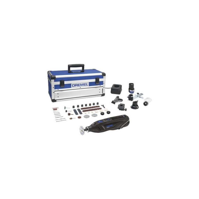 Dremel Akku-Multifunktions-Werkzeug 8260-5/65, 12Volt(schwarz/blau, 2x Li-Ion-Akku 3,0Ah, 65-teiliges Zubehör, Alu-Koffer)
