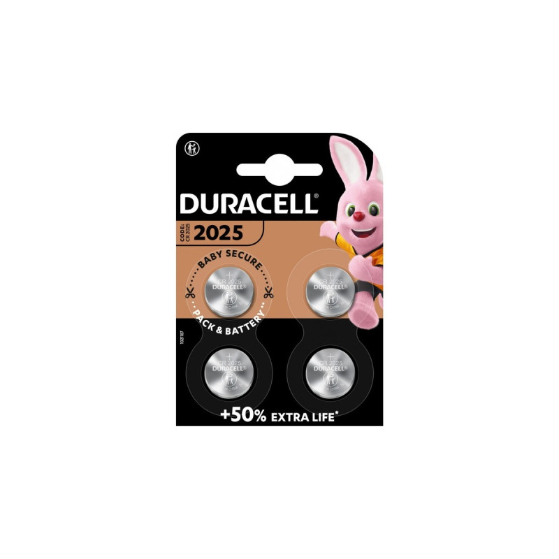 Duracell CR2025 Lithium-Knopfzelle 3V, Batterie(4 Stück, CR2025)