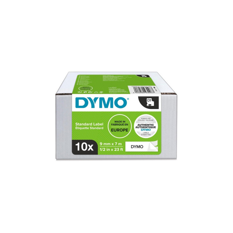 Dymo D1 ORIGINAL Schriftband VORTEILSPACK, schwarz auf weiß, 9mm x 7m(10 Stück, 2093096)
