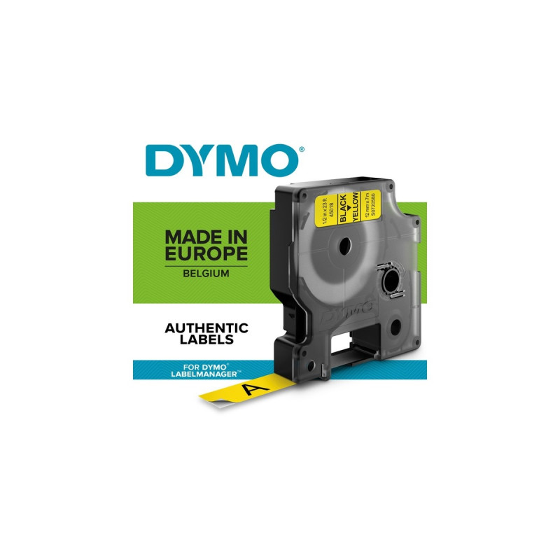 Dymo D1 ORIGINAL Schriftband, schwarz auf gelb, 12mm x 7m(S0720580)