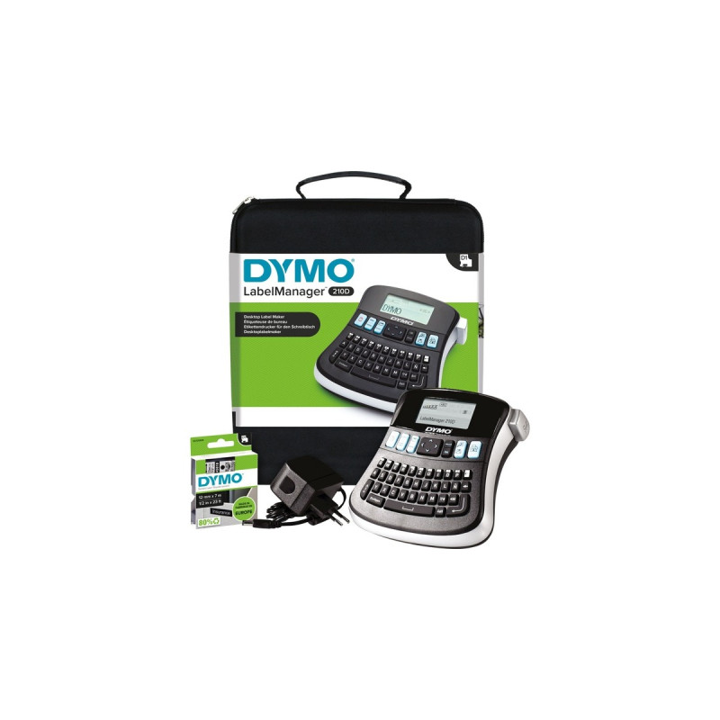 Dymo LabelManager 210D+ im Koffer, Beschriftungsgerät(schwarz/silber, mit QWERTZ-Tastatur, S0964070)