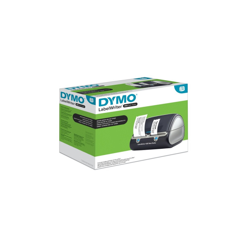 Dymo LabelWriter 450 Twin Turbo, Etikettendrucker(schwarz/silber, mit zwei Druckwerken, S0838870)