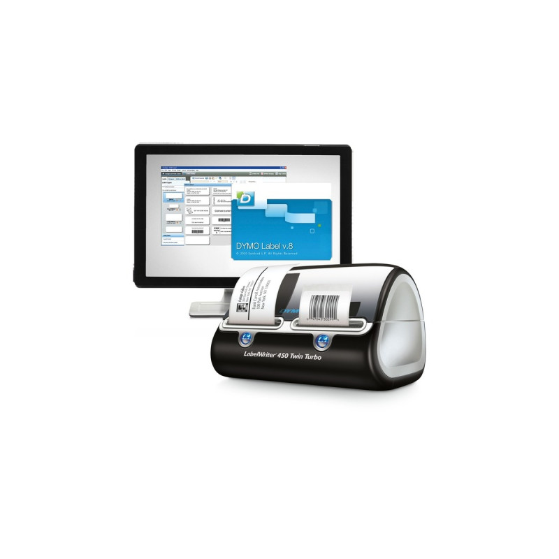 Dymo LabelWriter 450 Twin Turbo, Etikettendrucker(schwarz/silber, mit zwei Druckwerken, S0838870)