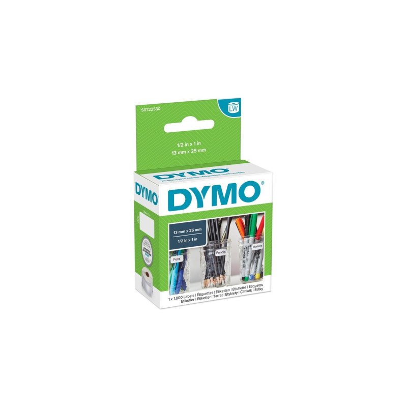 Dymo LabelWriter ORIGINAL Vielzwecketiketten 13x25mm, 1 Rolle mit 1000 Etiketten(weiß, wieder ablösbar, S0722530)