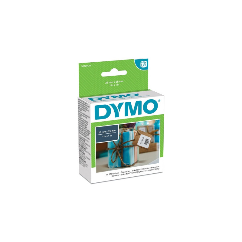 Dymo LabelWriter ORIGINAL Vielzwecketiketten 25x25mm, 1 Rolle mit 750 Etiketten(wieder ablösbar, S0929120)