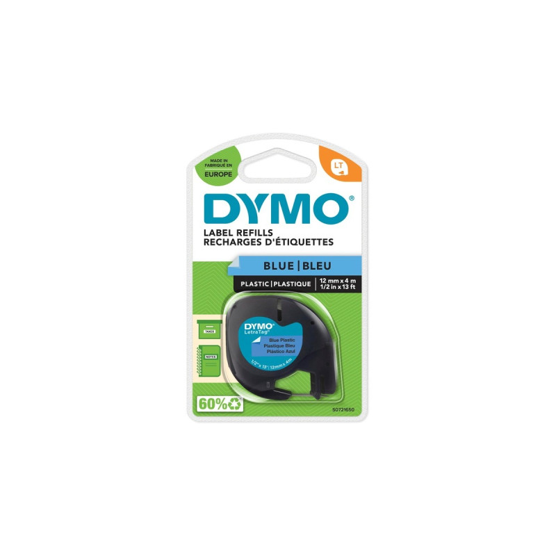 Dymo LetraTag Kunstoffband S0721650, Schriftband(blau, 12 mm x 4 m)