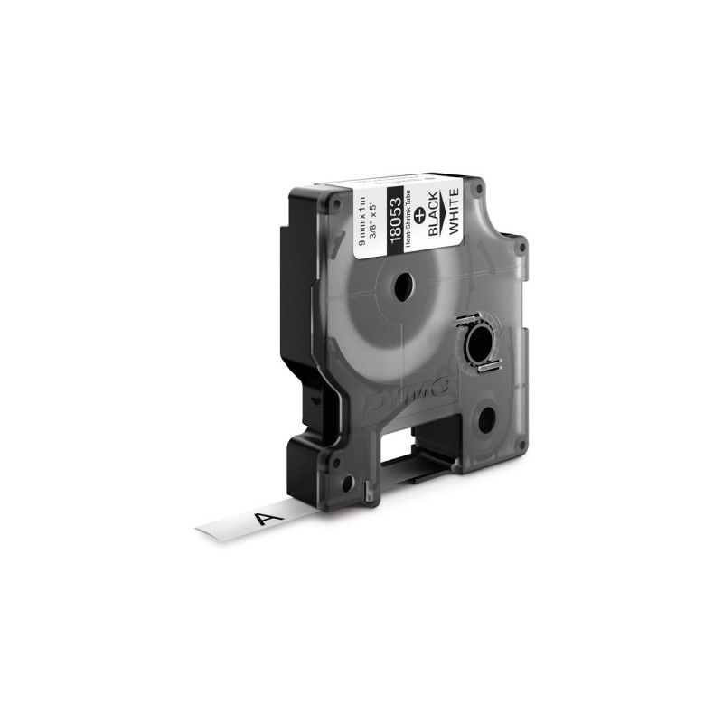 Dymo Rhino IND ORIGINAL Heißschrumpfschlauch 9mm x 1,5m, schwarz auf weiß, Etiketten- Schrumpfschlauch(für Durchmesser 1,73-3,73 mm, 18053)