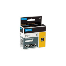 Dymo Rhino IND ORIGINAL Schriftband Flexibles Nylon 24mm x 3,5m, schwarz auf weiß(permanent haftend, 1734524)