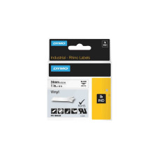 Dymo Rhino IND ORIGINAL Schriftband Vinyl 24mm x 5,5m, schwarz auf weiß(permanent klebend, 1805430)