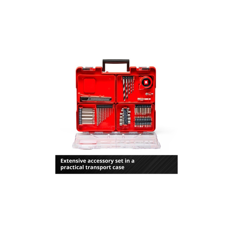 Einhell Akku-Bohrschrauber-Set TE-CD 18/40 Li +69, 18Volt(rot/schwarz, 2x Li-Ion-Akku 2,0Ah, 69-teiliges Zubehör)