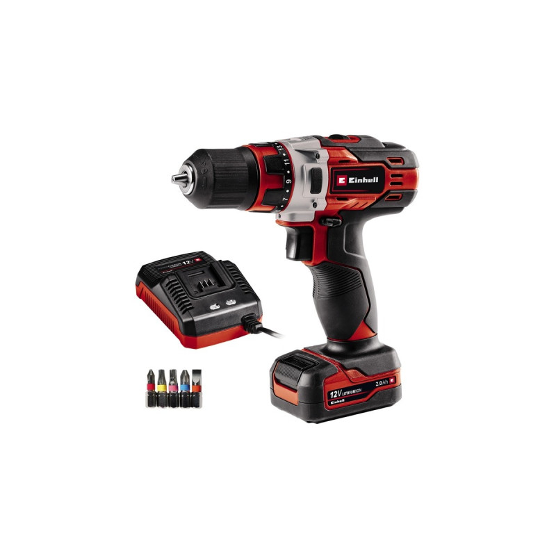 Einhell Akku-Bohrschrauber TE-CD 12/1 Li, 12Volt(rot/schwarz, Li-Ionen Akku 2Ah)