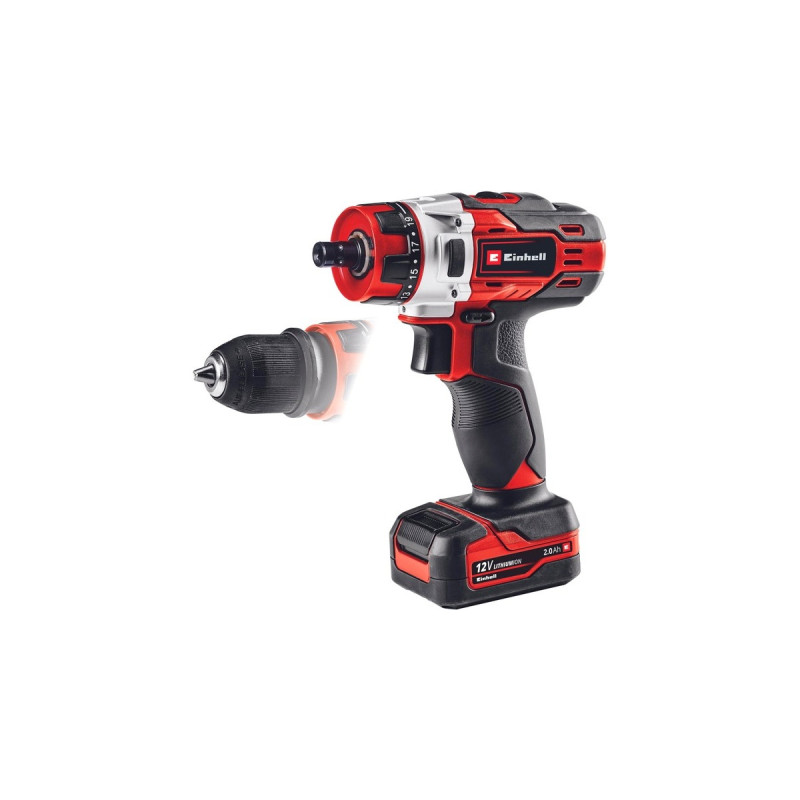 Einhell Akku-Bohrschrauber TE-CD 12/1 X-Li, 12Volt(rot/schwarz, Li-Ionen Akku 2Ah, Outlet)