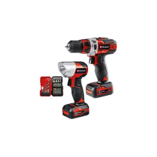 Einhell Akku-Bohrschrauber TE-CD 12/1 +22+CL, 12Volt(rot/schwarz, 2x Li-Ionen Akku 2Ah, 22-teiliges Bit- und Bohrerset + Akku-Leuchte)