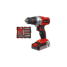 Einhell Akku-Bohrschrauber TE-CD 18/2 Li +39(rot/schwarz, Li-Ionen Akku 2,5Ah, Koffer, 39-teiliges Bit- und Bohrer-Set)
