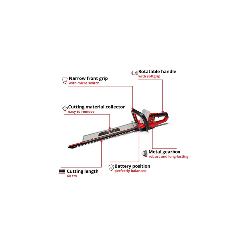 Einhell Akku-Heckenschere GE-CH 18/60 Li - Solo, 18Volt(rot/schwarz, ohne Akku und Ladegerät)