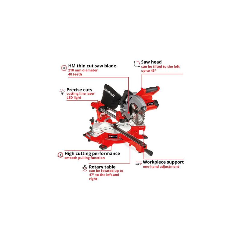 Einhell Akku-Kapp-und Gehrungssäge TE-MS 36/210 Li-Solo, 36Volt (2x18V)(rot, ohne Akku und Ladegerät)