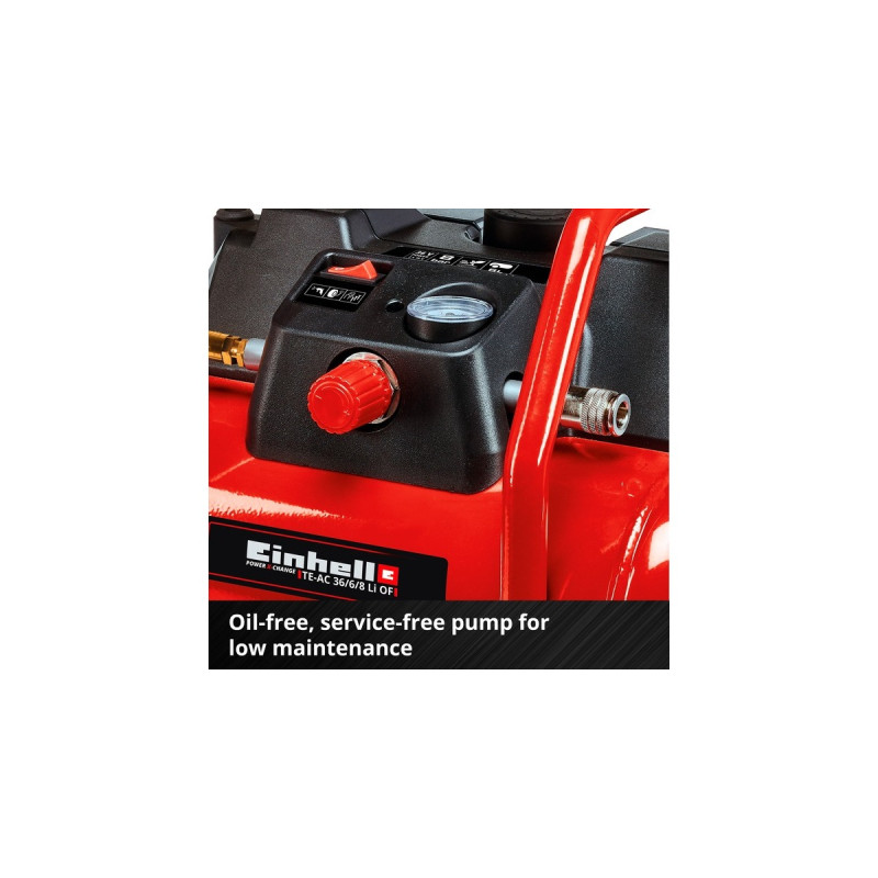 Einhell Akku-Kompressor TE-AC 36/6/8 Li OF Set-Solo(rot/schwarz, ohne Akku und Ladegerät)