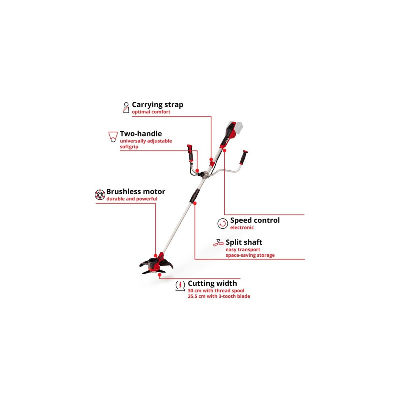 Einhell Akku-Motorsense AGILLO 36/255 BL-Solo, 36Volt (2x18V)(rot/schwarz, ohne Akku und Ladegerät)
