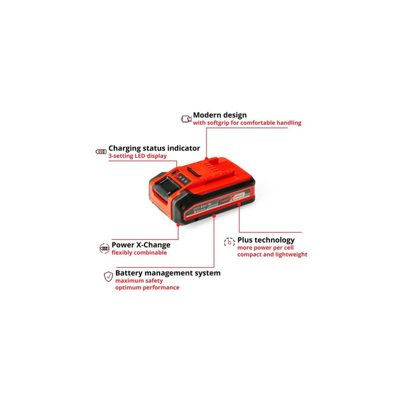 Einhell Akku Power-X-Change Plus 18V 4,0Ah(rot/schwarz)