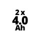 Einhell Akku Power-X-Change Twinpack 18V 4,0 Ah CB 1(rot/schwarz, 2 Stück)