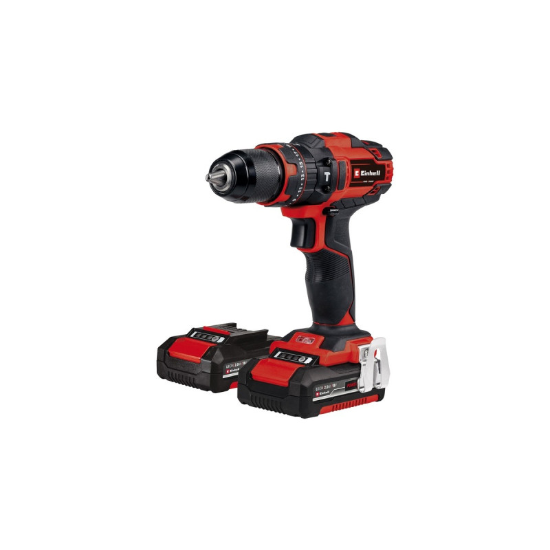 Einhell Akku-Schlagbohrschrauber-Set TE-CD 18/40 Li-i +64, 18Volt(rot/schwarz, 2x Li-Ion-Akku 2,0Ah, 64-teiliges Zubehör)