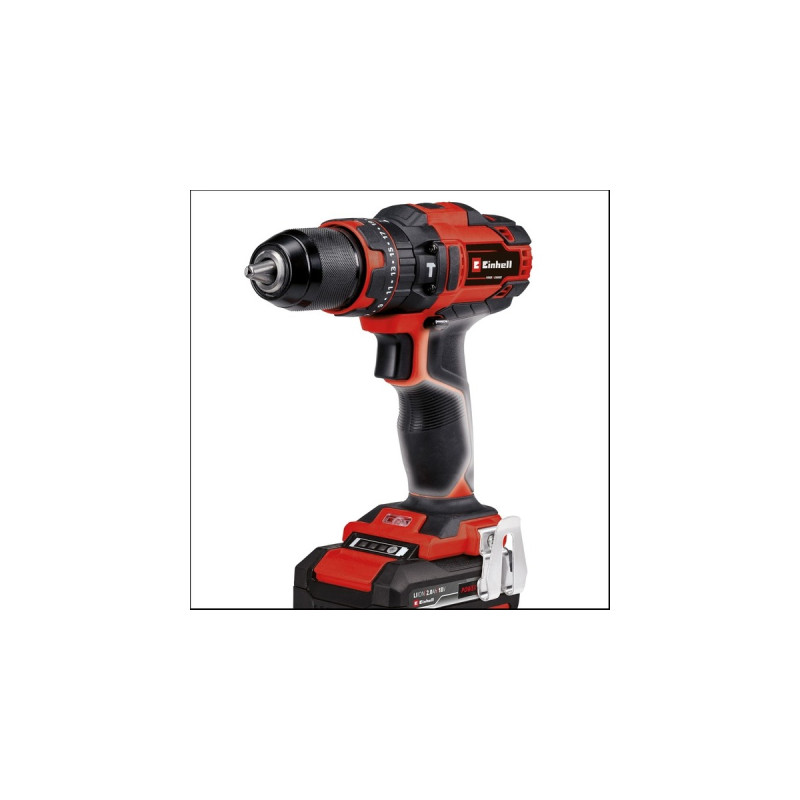 Einhell Akku-Schlagbohrschrauber-Set TE-CD 18/40 Li-i +64, 18Volt(rot/schwarz, 2x Li-Ion-Akku 2,0Ah, 64-teiliges Zubehör)