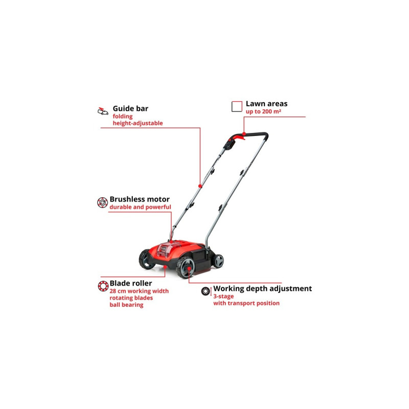 Einhell Akku-Vertikutierer GC-SC 18/28 Li-Solo, 18Volt(rot/schwarz, ohne Akku und Ladegerät)
