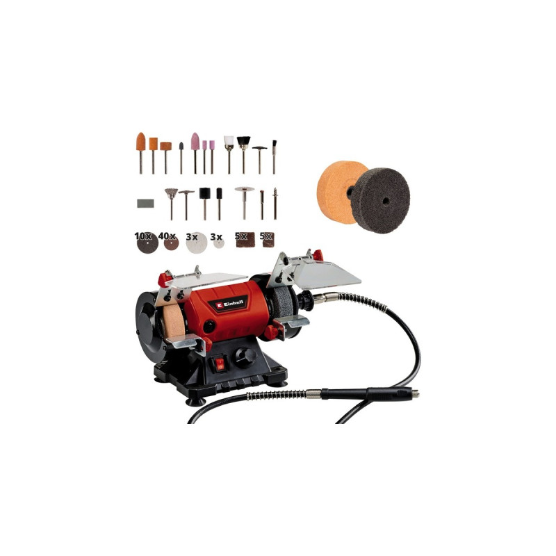Einhell Doppelschleifer TC-XG 75 Kit(rot/schwarz, 150 Watt, umfangreiches Zubehör-Kit für Polier- und Schleifarbeiten)