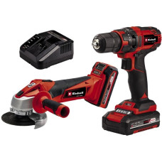 Einhell Maschinen-Set TC-TK 18 Li Kit, 18Volt, Werkzeug-Set(rot/schwarz, Akku-Bohrschrauber und Akku-Winkelschleifer, 2x Li-Ion-Akku)