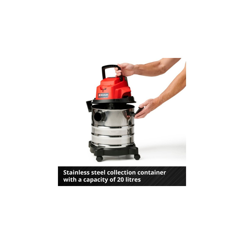 Einhell Nass-/Trockensauger TC-VC 18/20 Li S-Solo(rot/silber, ohne Akku und Ladegerät)