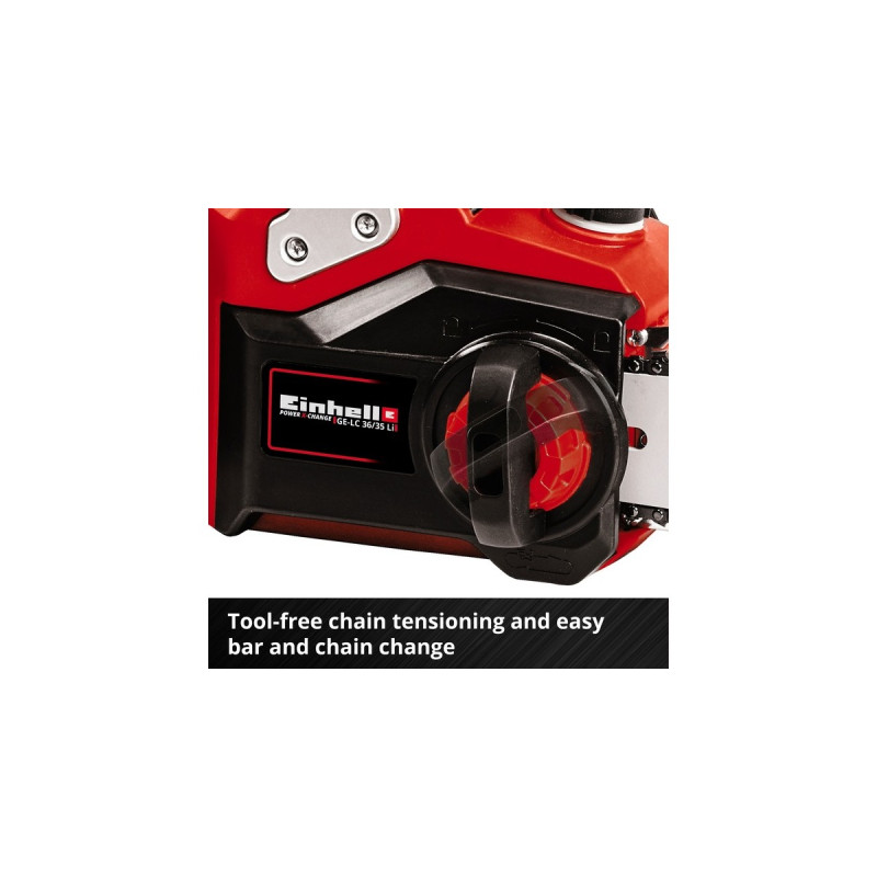 Einhell Professional Akku-Kettensäge GE-LC 36/35 Li - Solo, 36Volt (2x18V), Elektro-Kettensäge(rot/schwarz, ohne Akku und Ladegerät)