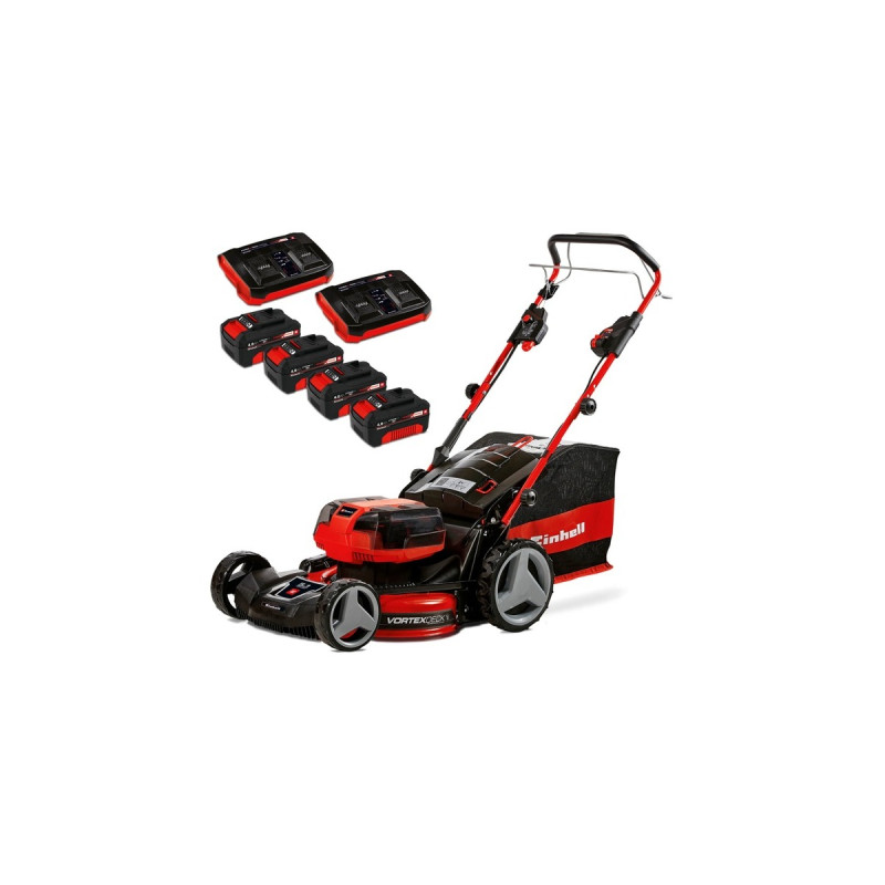 Einhell Professional Akku-Rasenmäher GE-CM 36/47 S HW Li, 36Volt (2x18Volt)(rot/schwarz, 4x Li-Ionen Akku 4,0Ah, mit Hinterradantrieb)